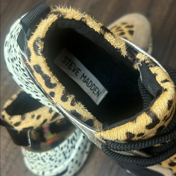Steve Madden Cliff Sneakers Women’s Size 6 Cow Hair and Leather